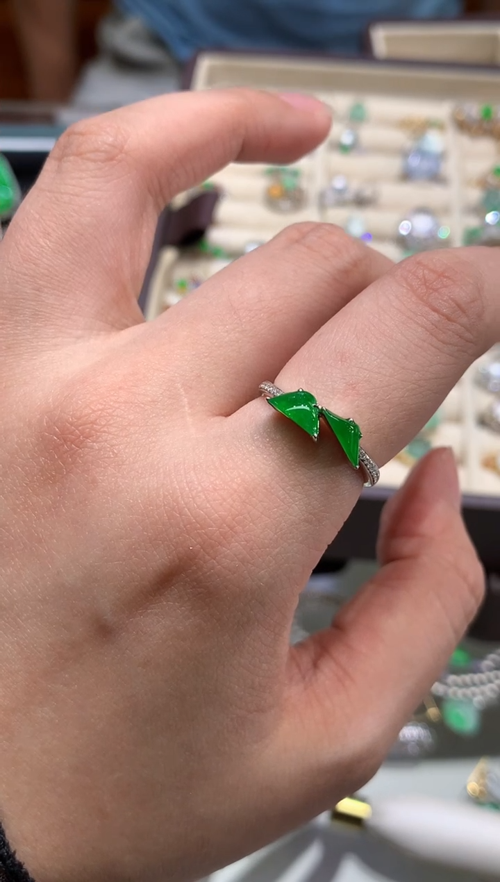 翡翠戒指18K金镶嵌A330|5980