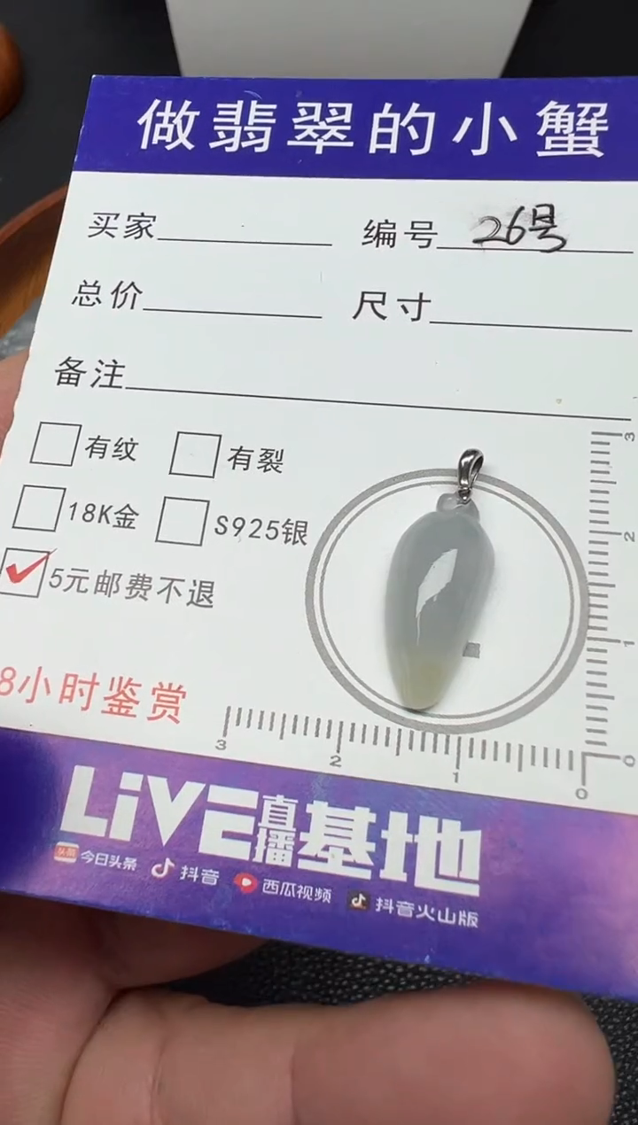 颈饰18K金镶嵌翡翠（39号）纯天然A货缅甸翡翠 福瓜