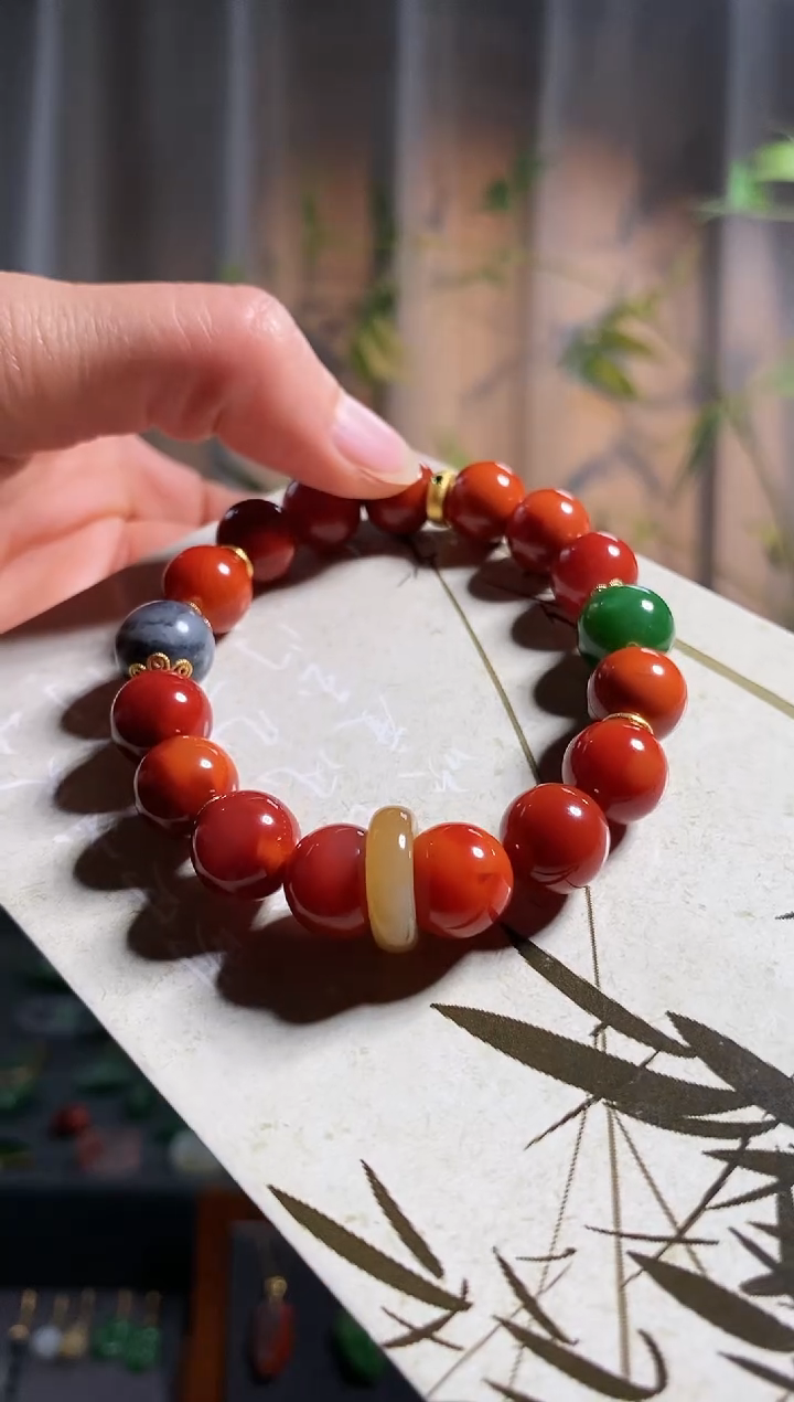 【闪购商品】南红玛瑙手链未镶嵌原矿南红，锦红，玫红双色