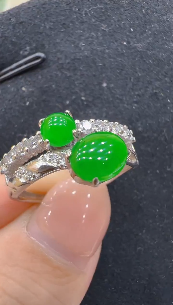 银S925镶嵌戒指翡翠多样性团购发一件