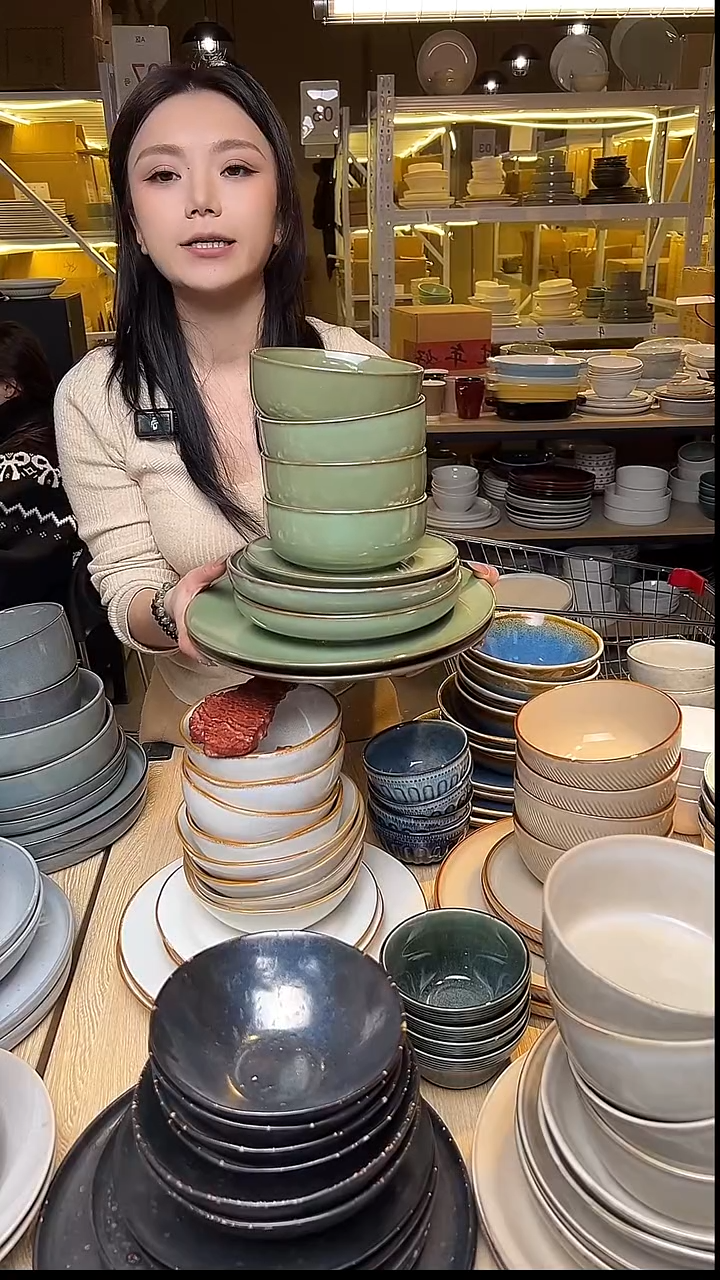 瓷95外贸尾货窑变釉下彩默外微瑕（十件套）