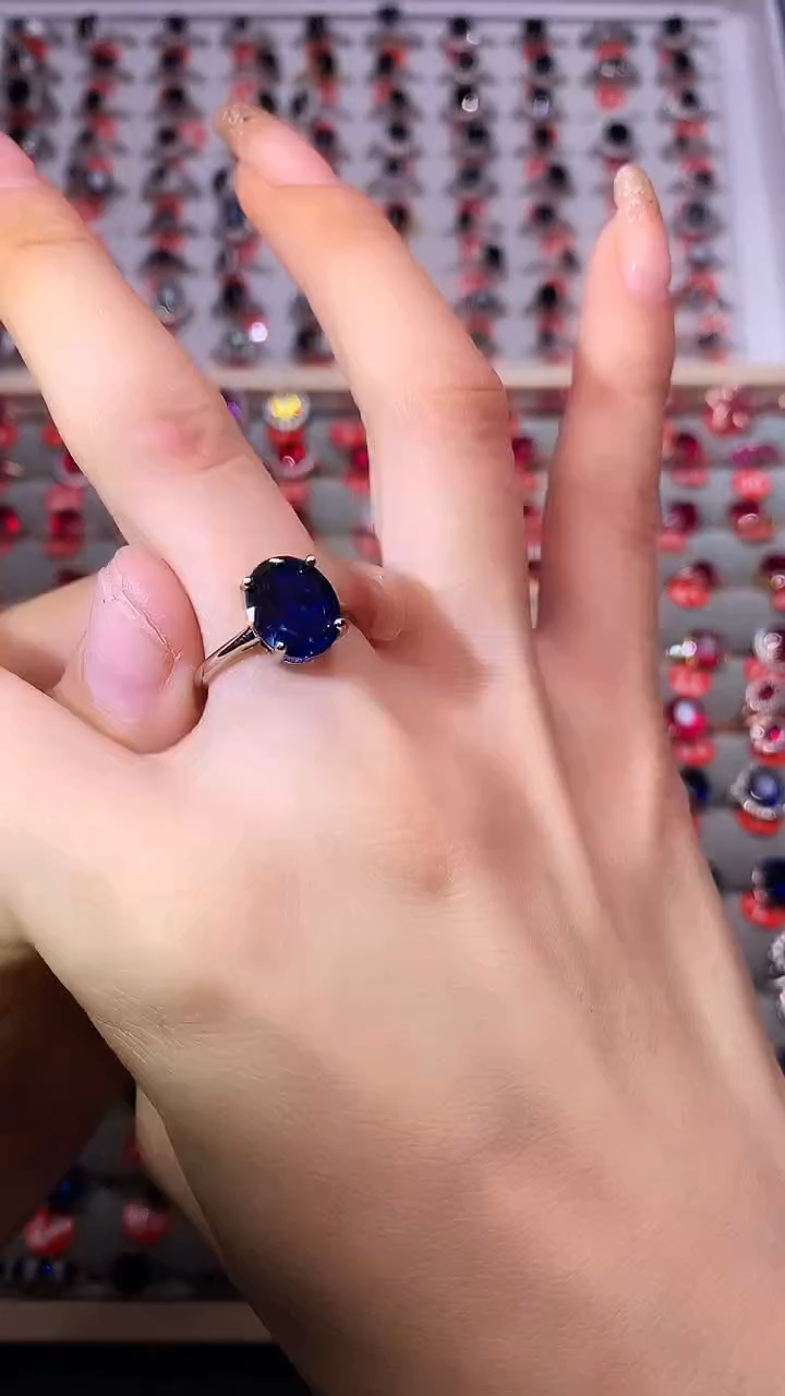 【闪购商品】蓝宝石戒指银S925镶嵌111111