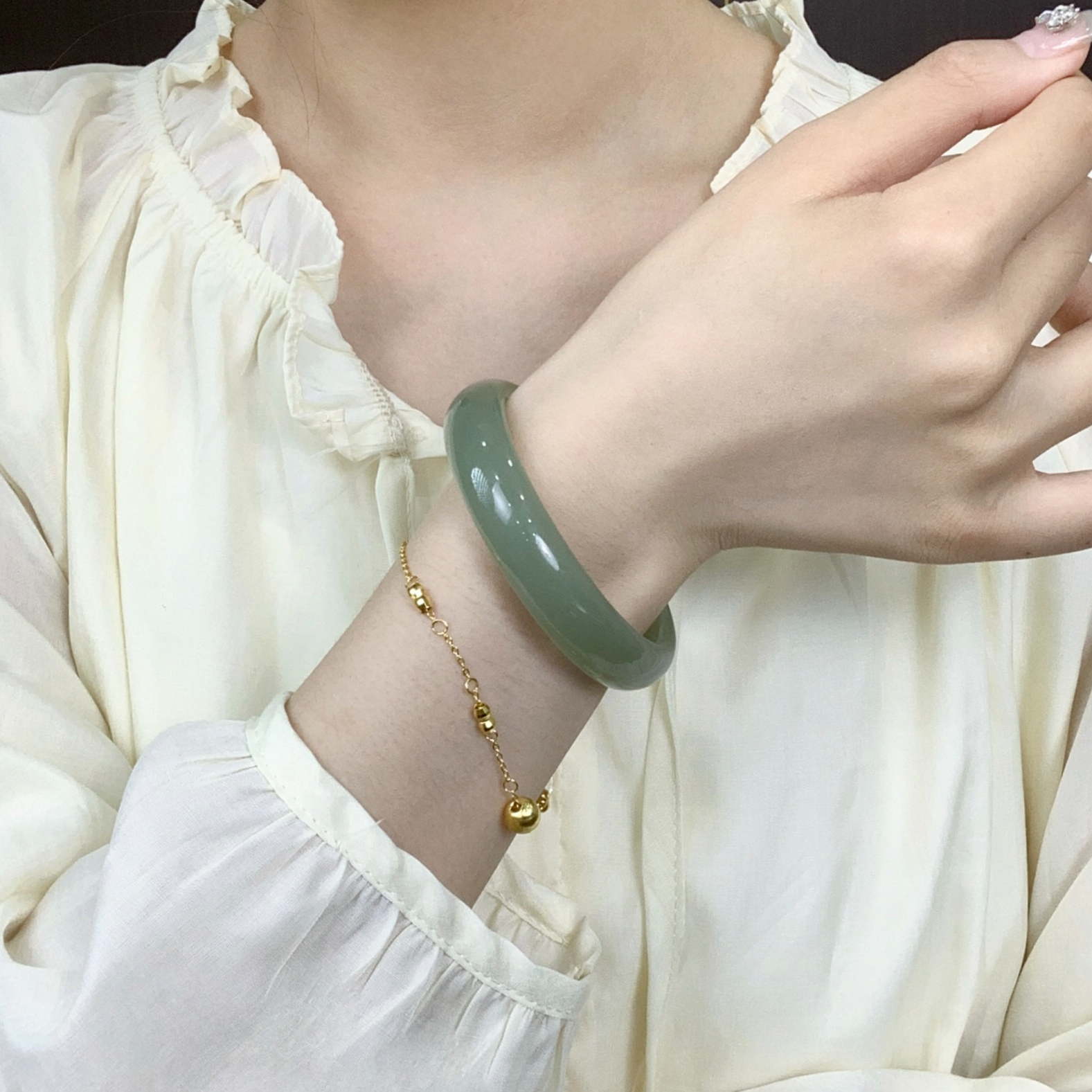 青海山料湖水绿色正圈时尚优雅 SZ  0406