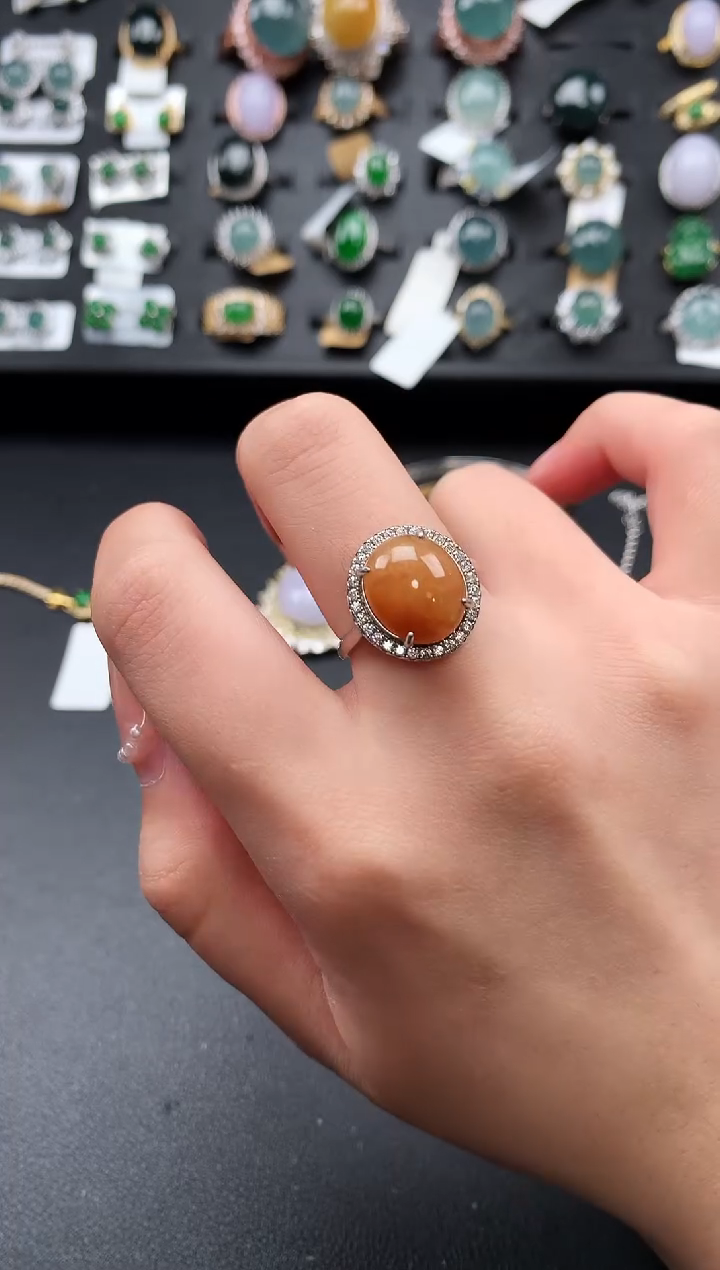 【闪购商品】翡翠戒指银S925镶嵌64124