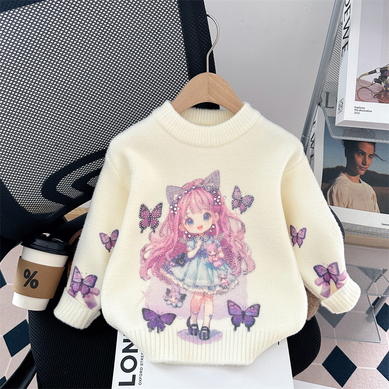女童毛衣2025最新款爆款卡通动漫加厚儿童针织衫秋冬款女孩打底衫