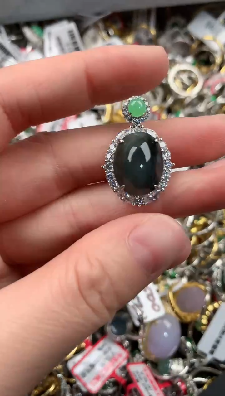 银S925镶嵌戒指翡翠888  4