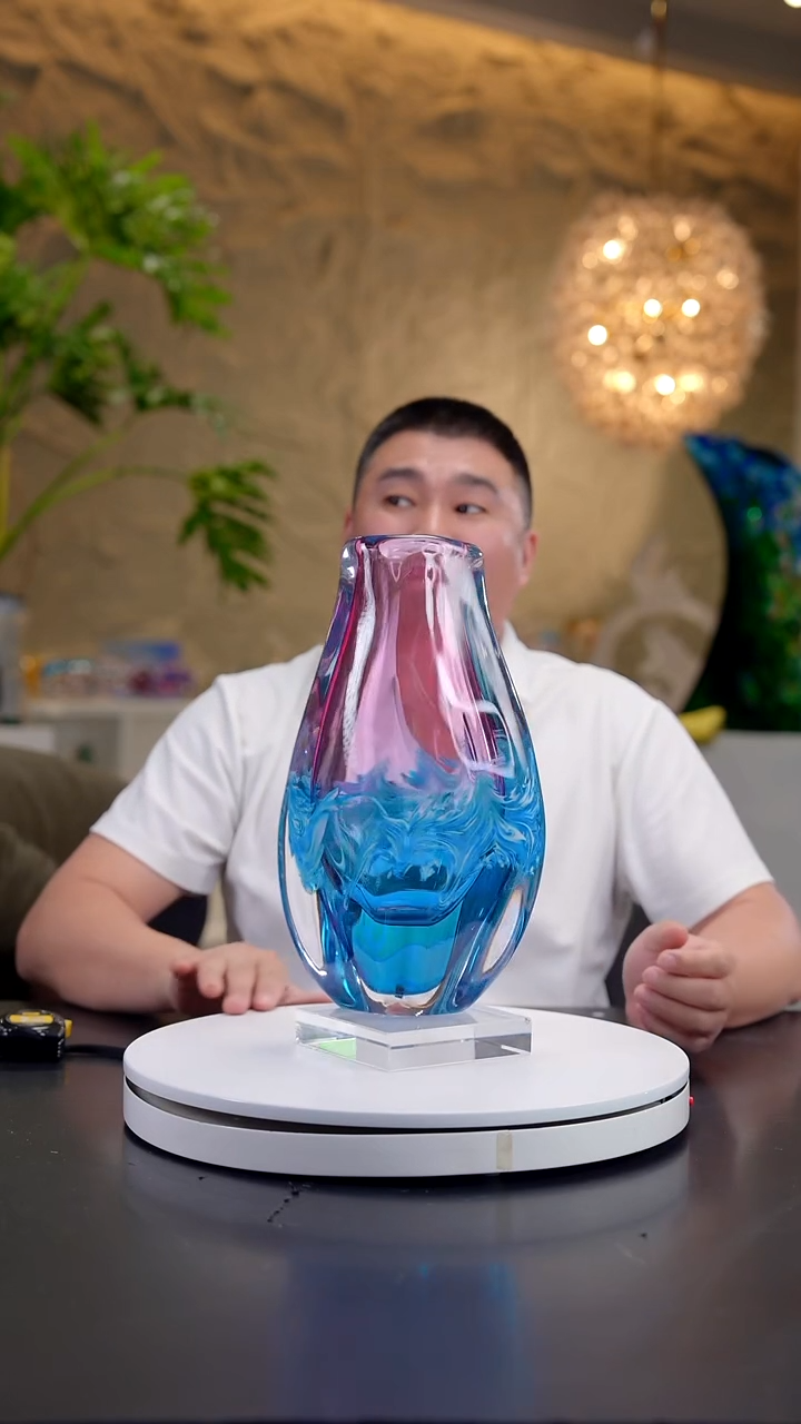 手工艺品琉璃金红蓝设计款花器