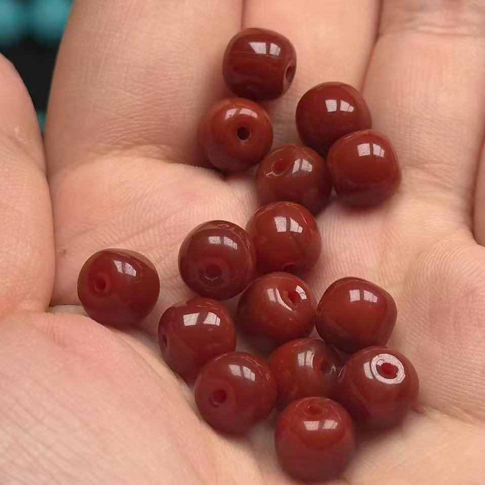 A259 火焰纹7+mm玛瑙单珠6颗