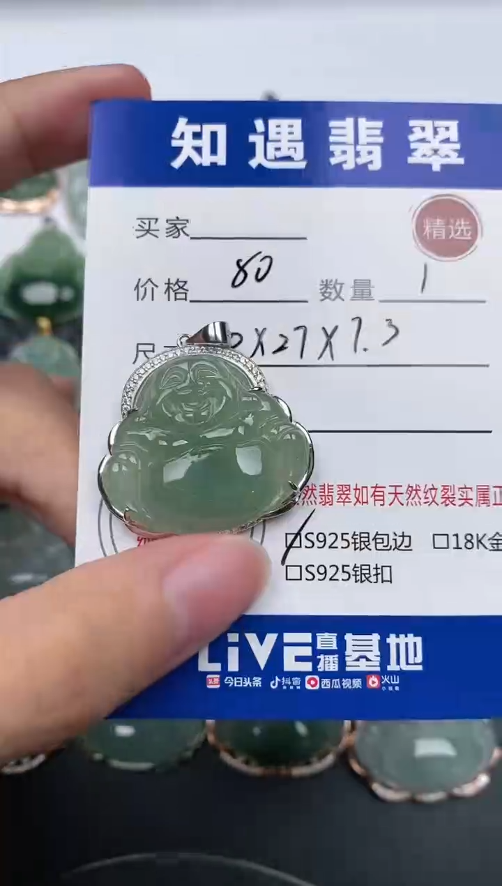 翡翠银S925镶嵌颈饰挂件