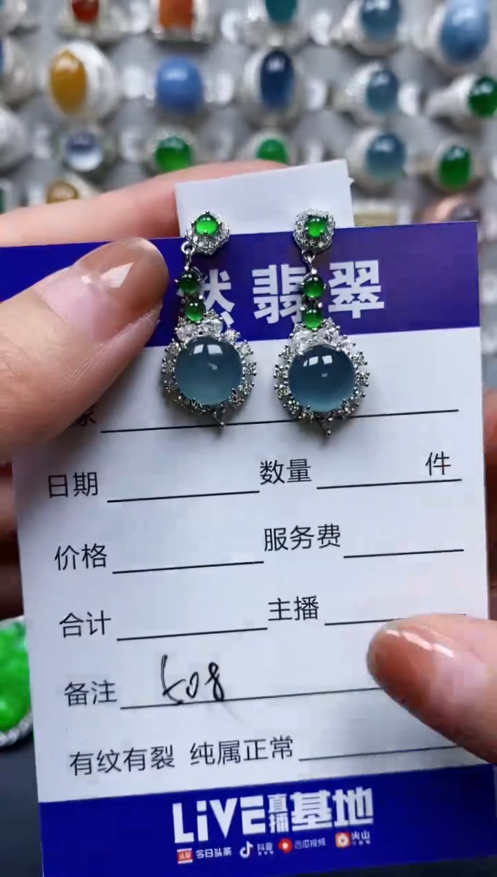 【闪购商品】翡翠耳饰银S925镶嵌0508