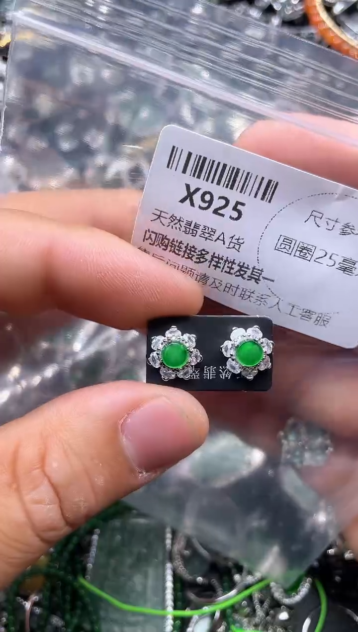 【闪购商品】翡翠颈饰未镶嵌X925耳钉