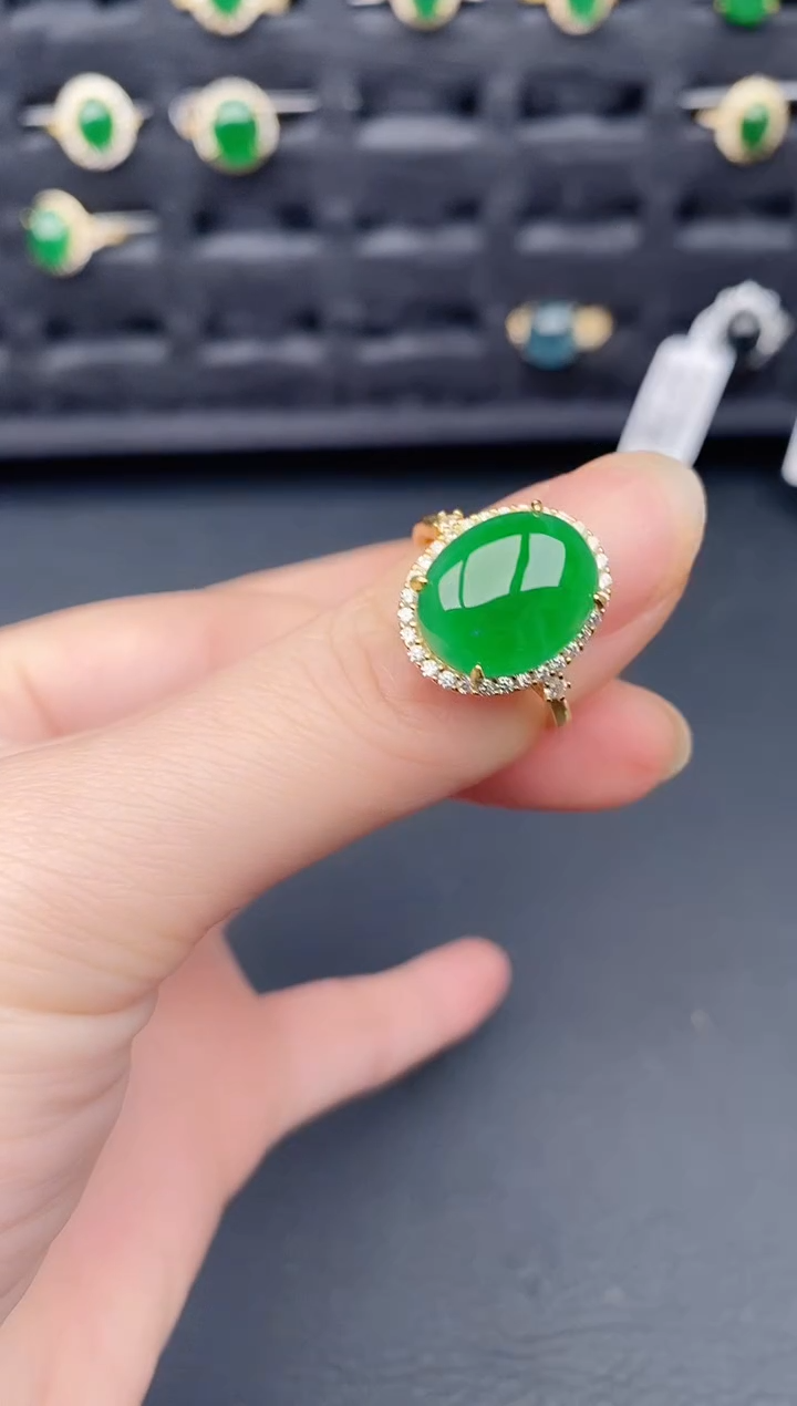 银S925镶嵌戒指翡翠天然a货翡翠213