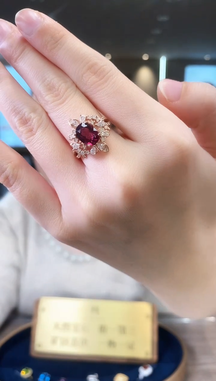 【闪购商品】石榴石戒指银S925镶嵌09