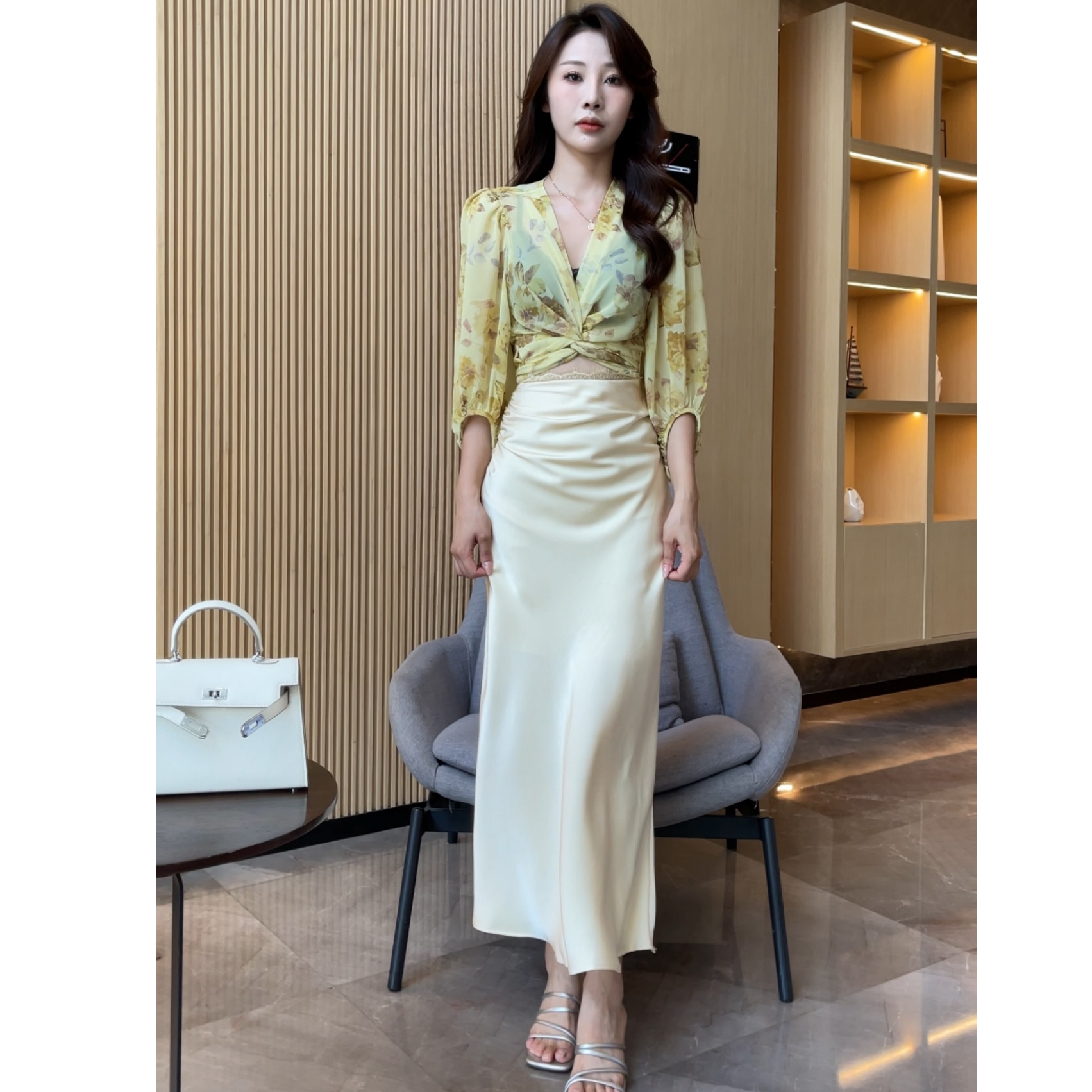 【梦婷家】法式醋酸缎面半身裙夏新款高腰包臀鱼尾裙长裙显瘦-25943