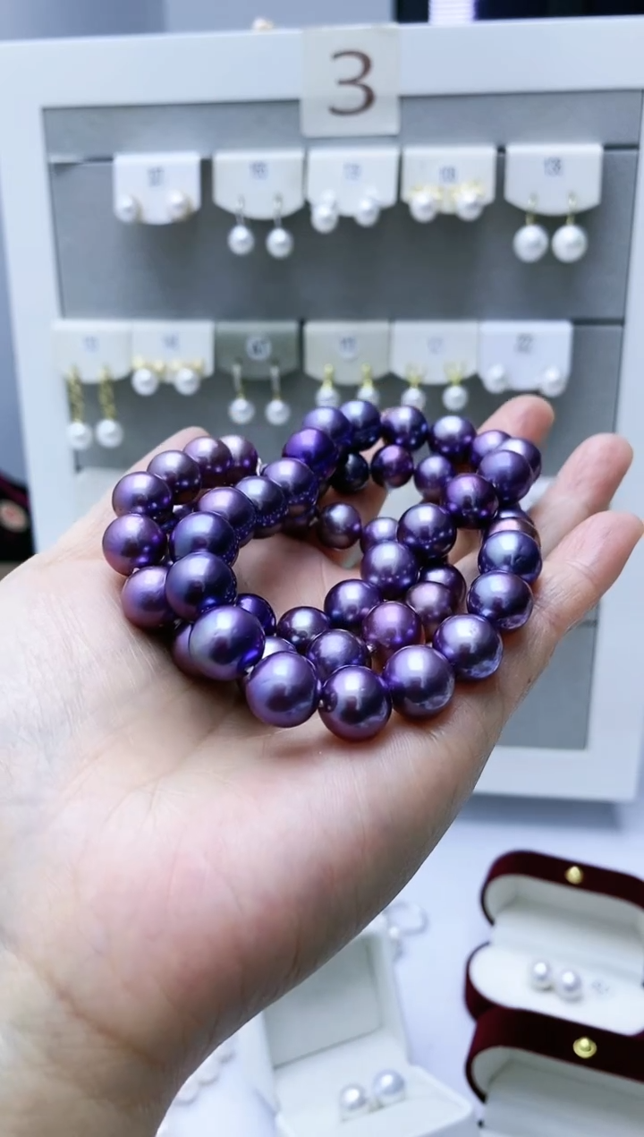 【闪购商品】淡水珍珠耳饰银S925镶嵌紫珠串