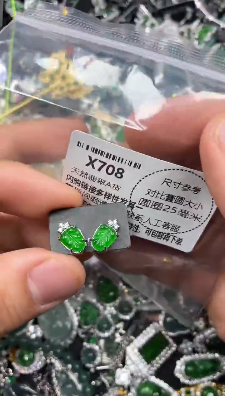 颈饰未镶嵌翡翠X708耳钉