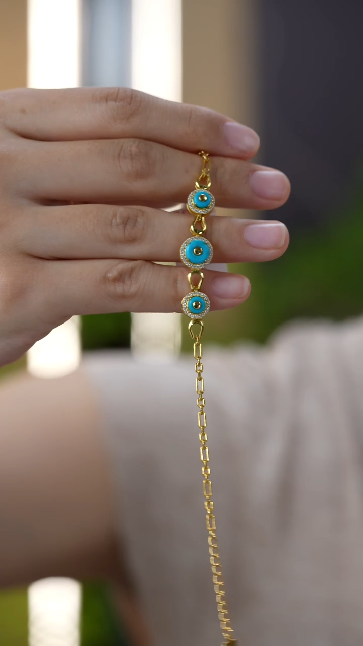 银S925镀金镶嵌绿松石手链秒拍号17