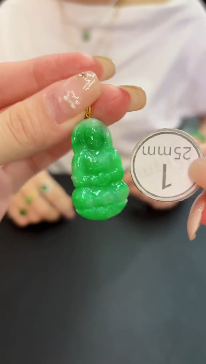 翡翠18K金镶嵌吊坠(不含链) 缅料A货/支持复检/一件