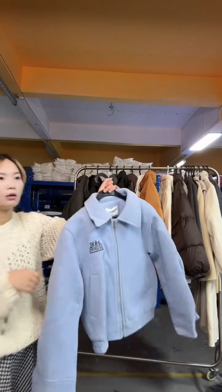 B9370蓝色棉服毛毛外套L码