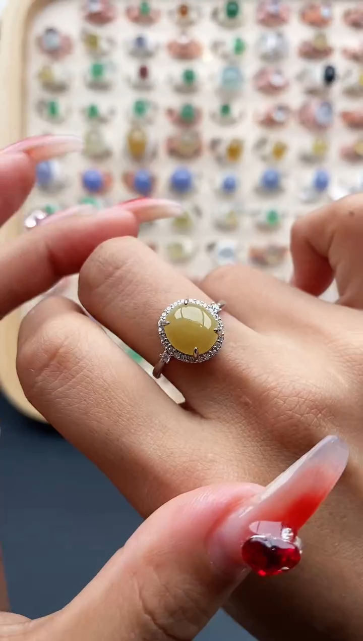 【闪购商品】翡翠戒指银S925镶嵌缅甸天然A货翡翠333 10+1