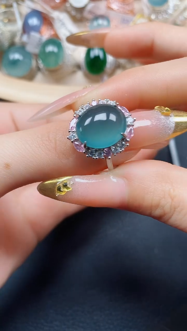 【闪购商品】翡翠戒指银S925镶嵌翡翠