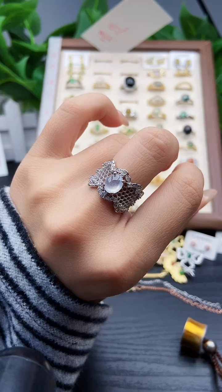 银S925镶嵌戒指翡翠12