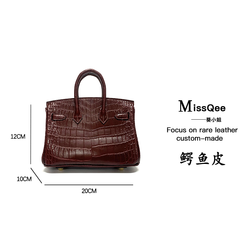 「高定女包」葵小姐MissQee鳄鱼皮定制手提包 5593  安克拉红20bk