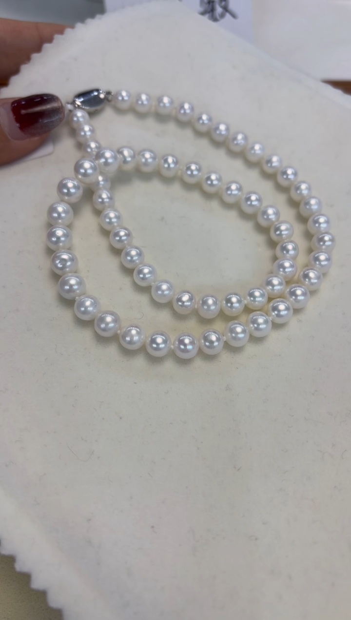 项链银S925镶嵌淡水珍珠6.5-7mm无核