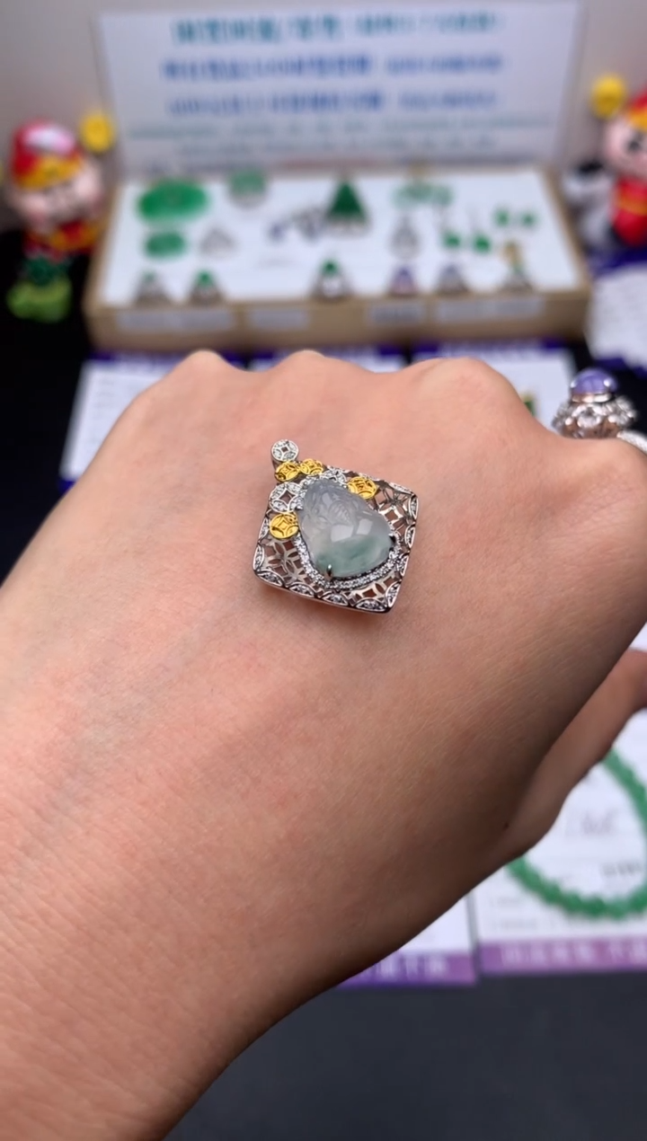 【闪购商品】定制翡翠18K金镶嵌模式推广期24小时鉴赏期