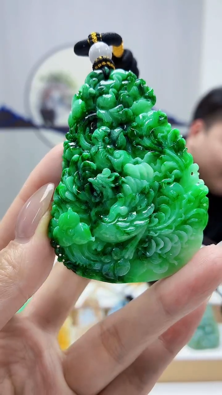 未镶嵌定制翡翠5060MM-毛货挂件78