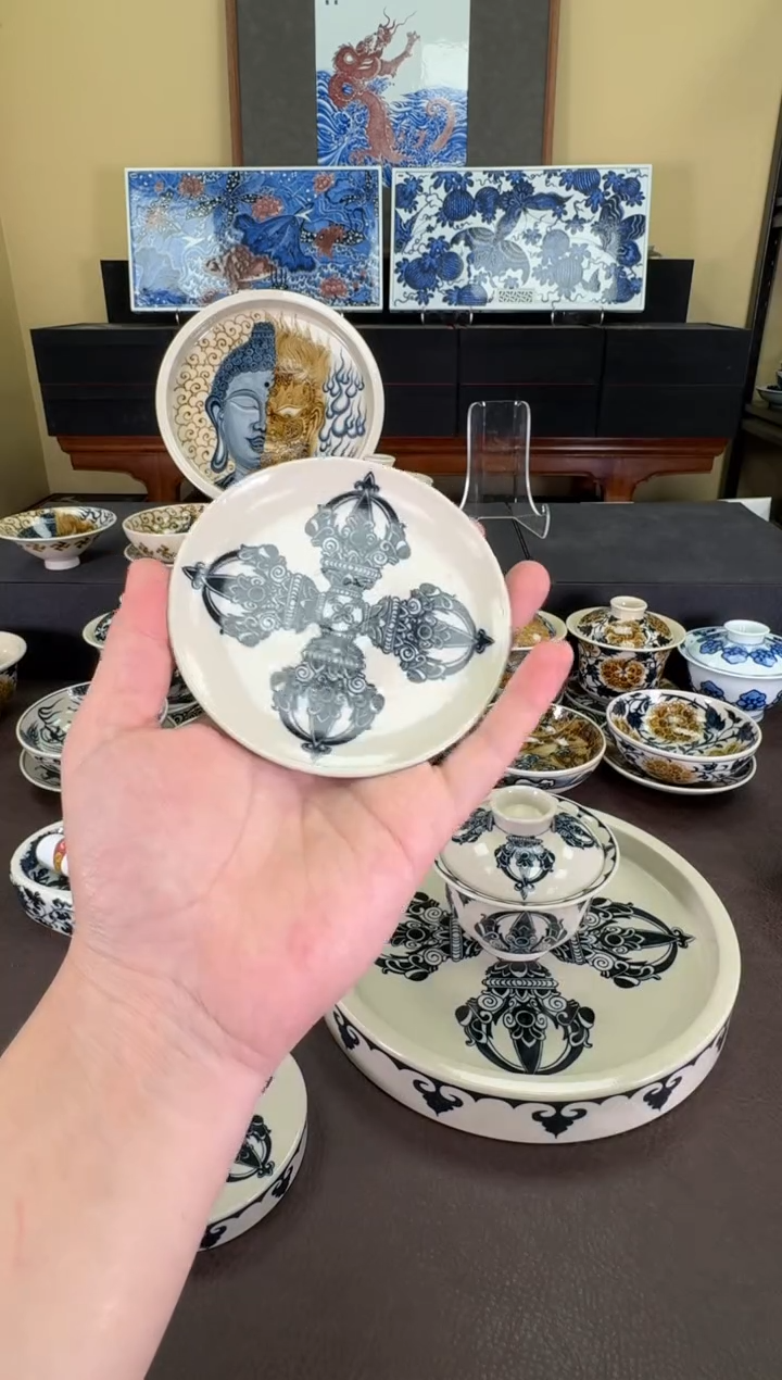 【闪购商品】二号釉金刚杵纹杯垫
