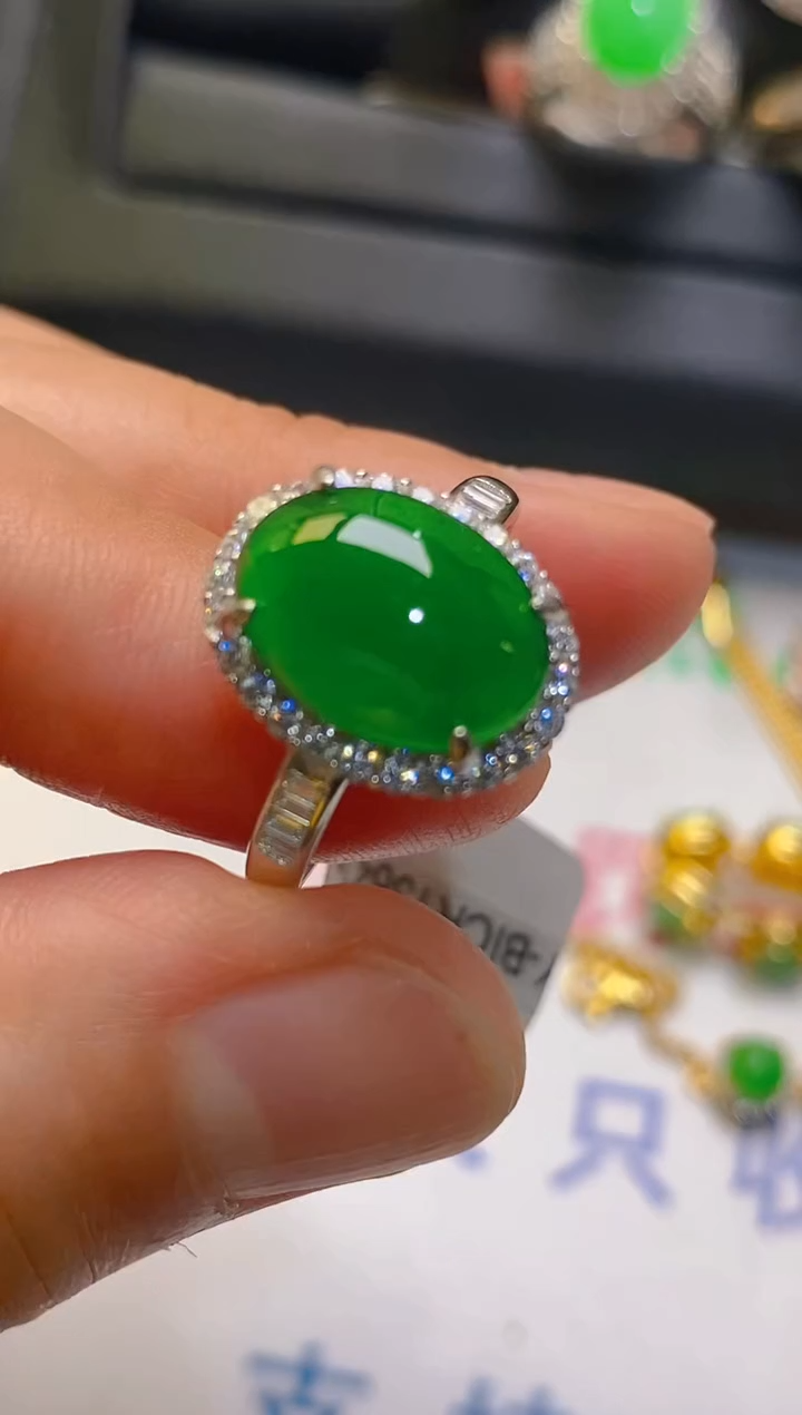 【闪购商品】翡翠耳饰银S925镶嵌天然A货翡翠1