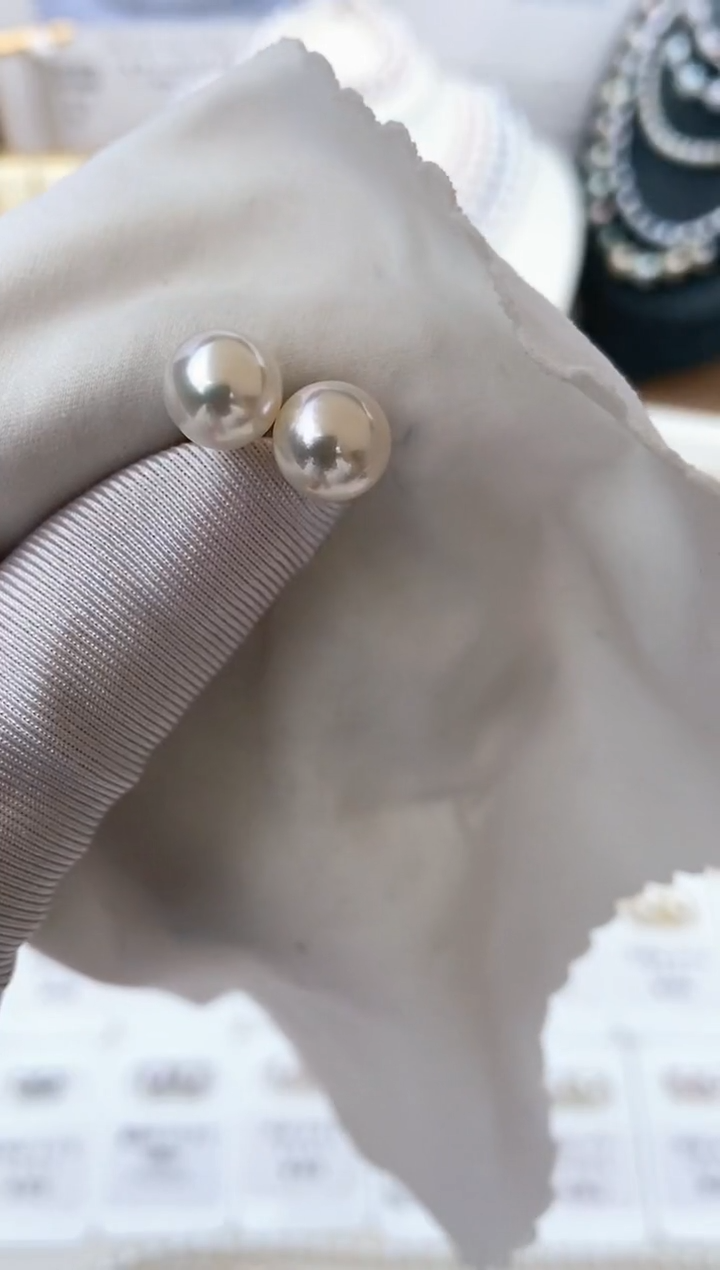 【闪购商品】海水珍珠耳饰18K金镶嵌特选福利8.5-9mm不退不换