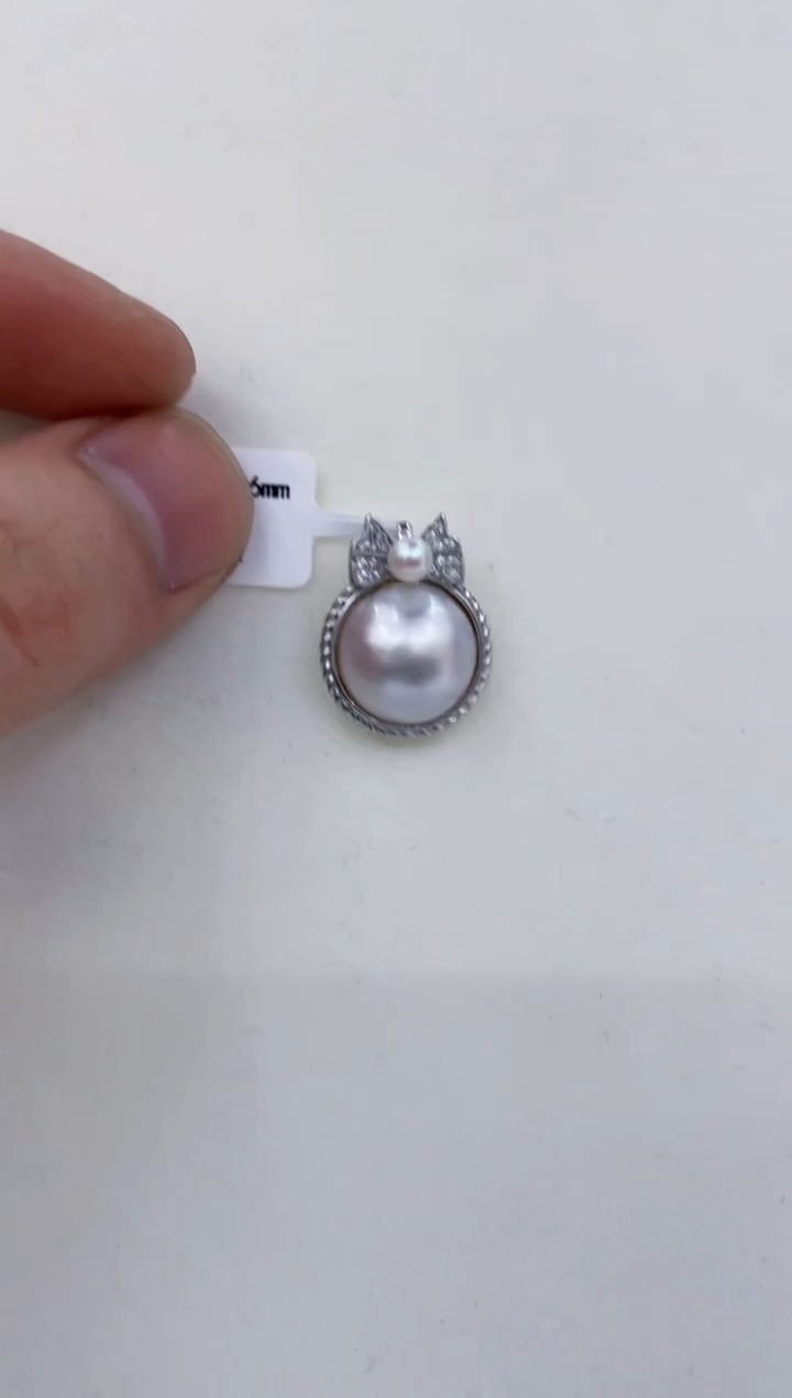 银S925镶嵌颈饰拼合珍珠（马贝珠）  