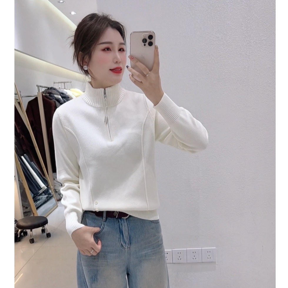 【唯美女装】半拉链～小立领半高领常规版针织毛衣