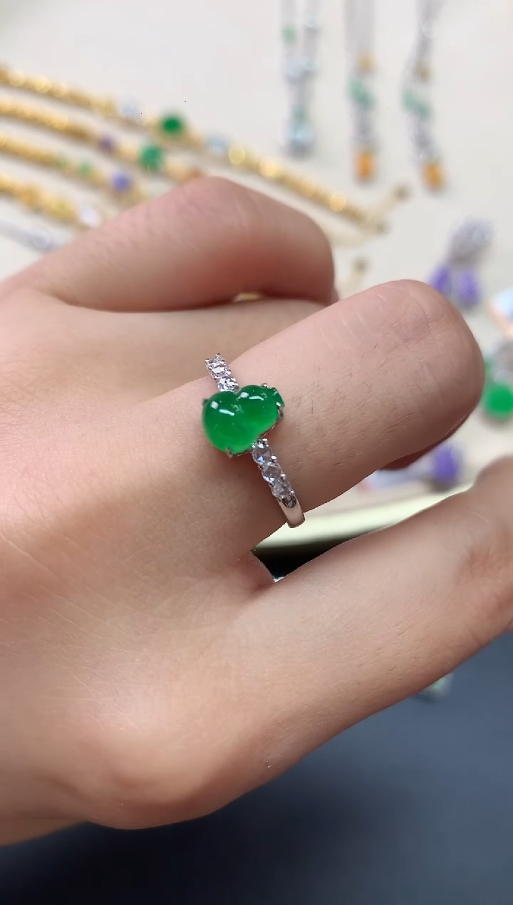 翡翠戒指18K金镶嵌戒指|3800+0多样性发货一件