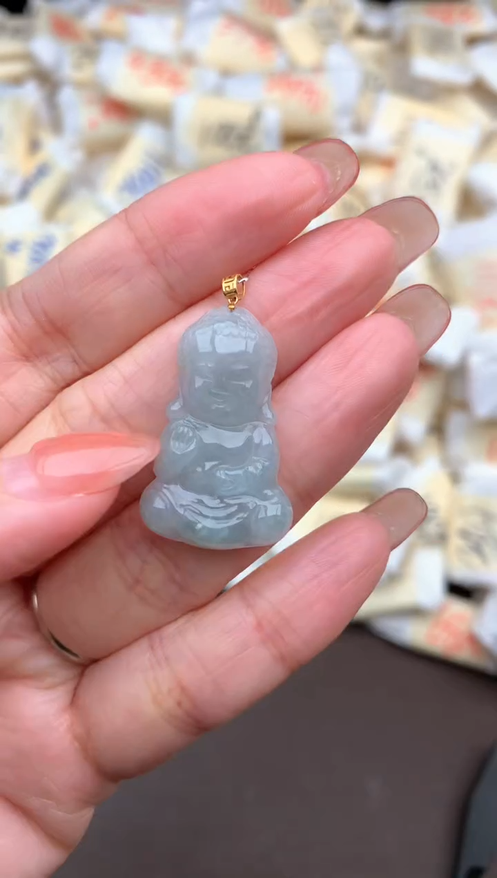 【闪购商品】翡翠挂件18K金镶嵌一