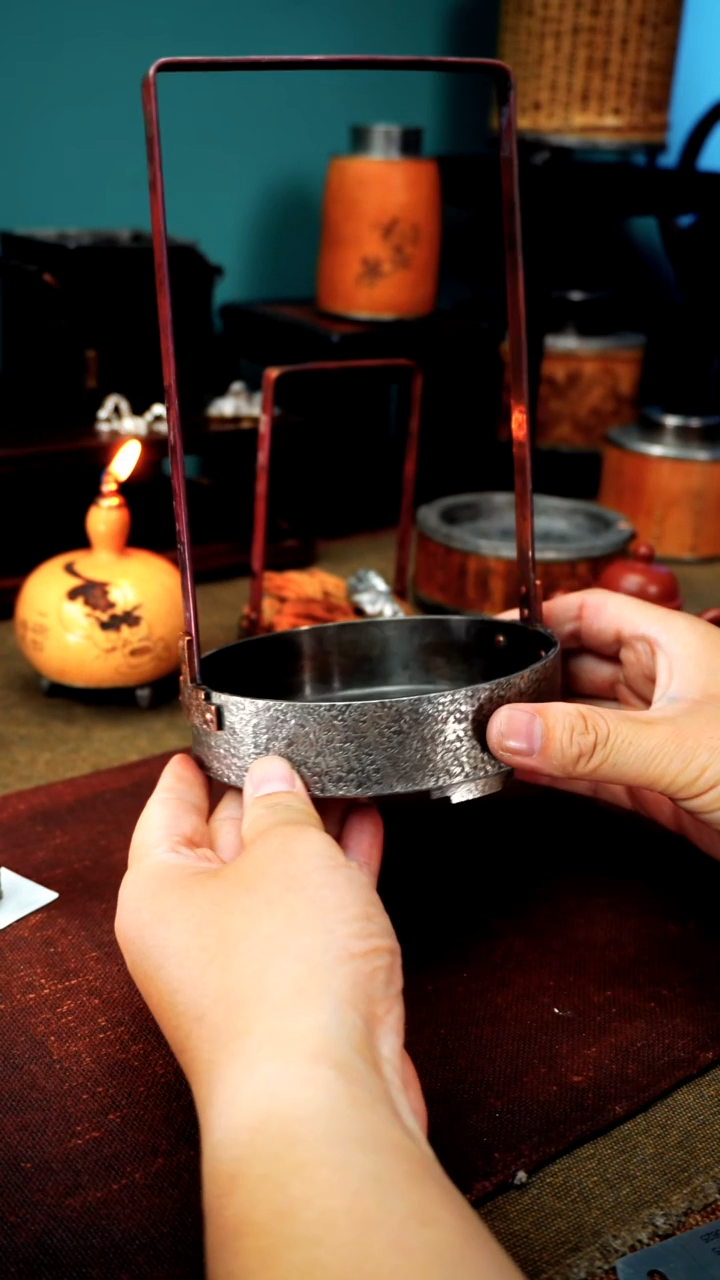 1013铜提梁锡盘12.5*22.5