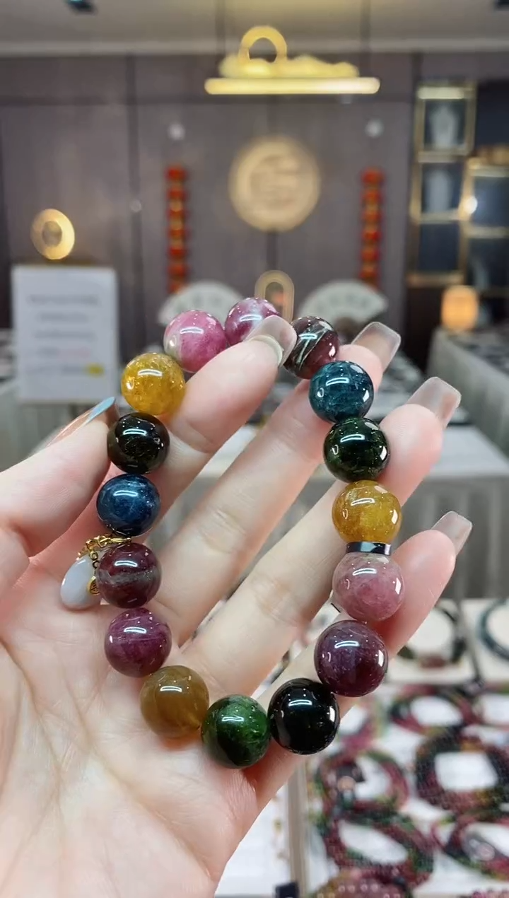 【闪购商品】碧玺单圈手串12mm+未镶嵌一物一证dan