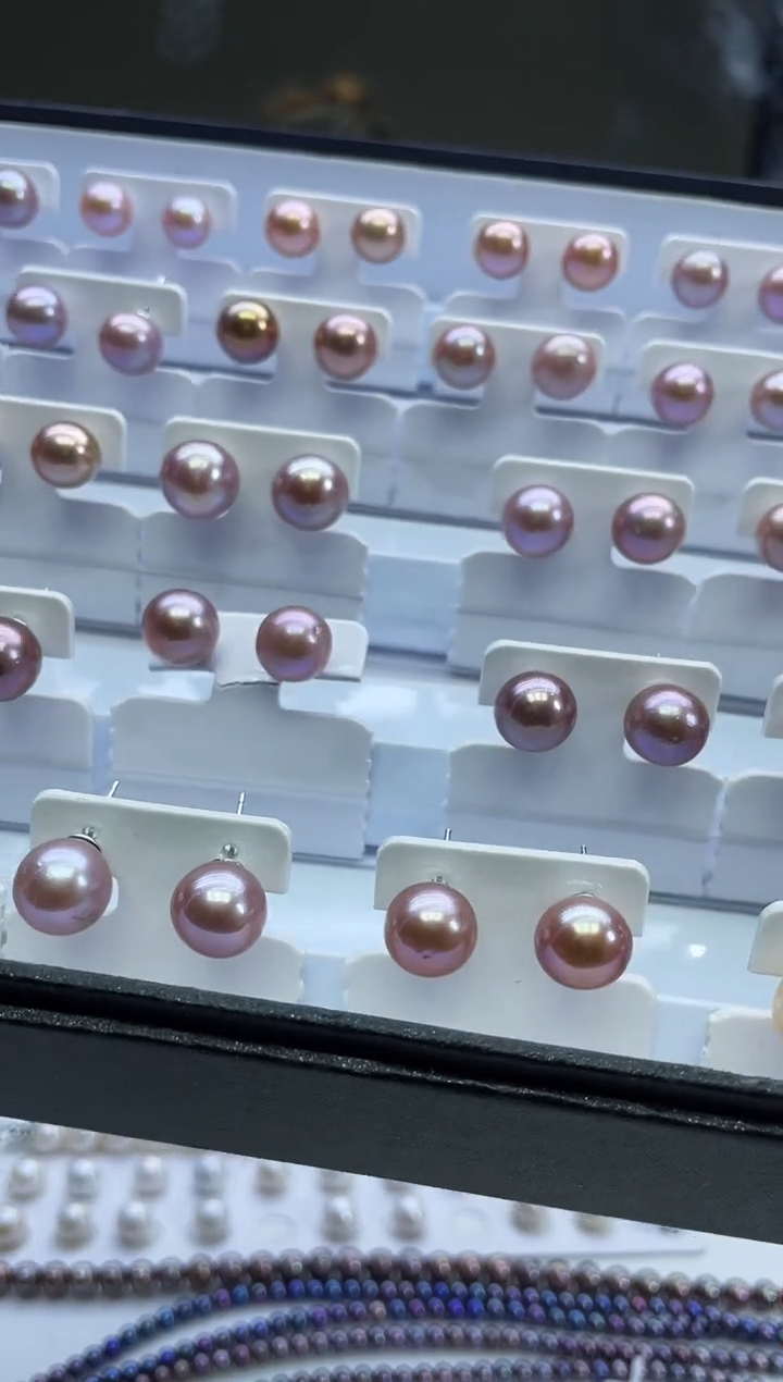 未镶嵌耳饰淡水珍珠紫色系耳饰