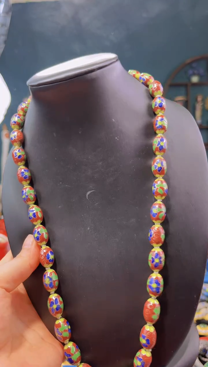 【闪购商品】非遗绝技 景泰蓝枣珠项链 砖红