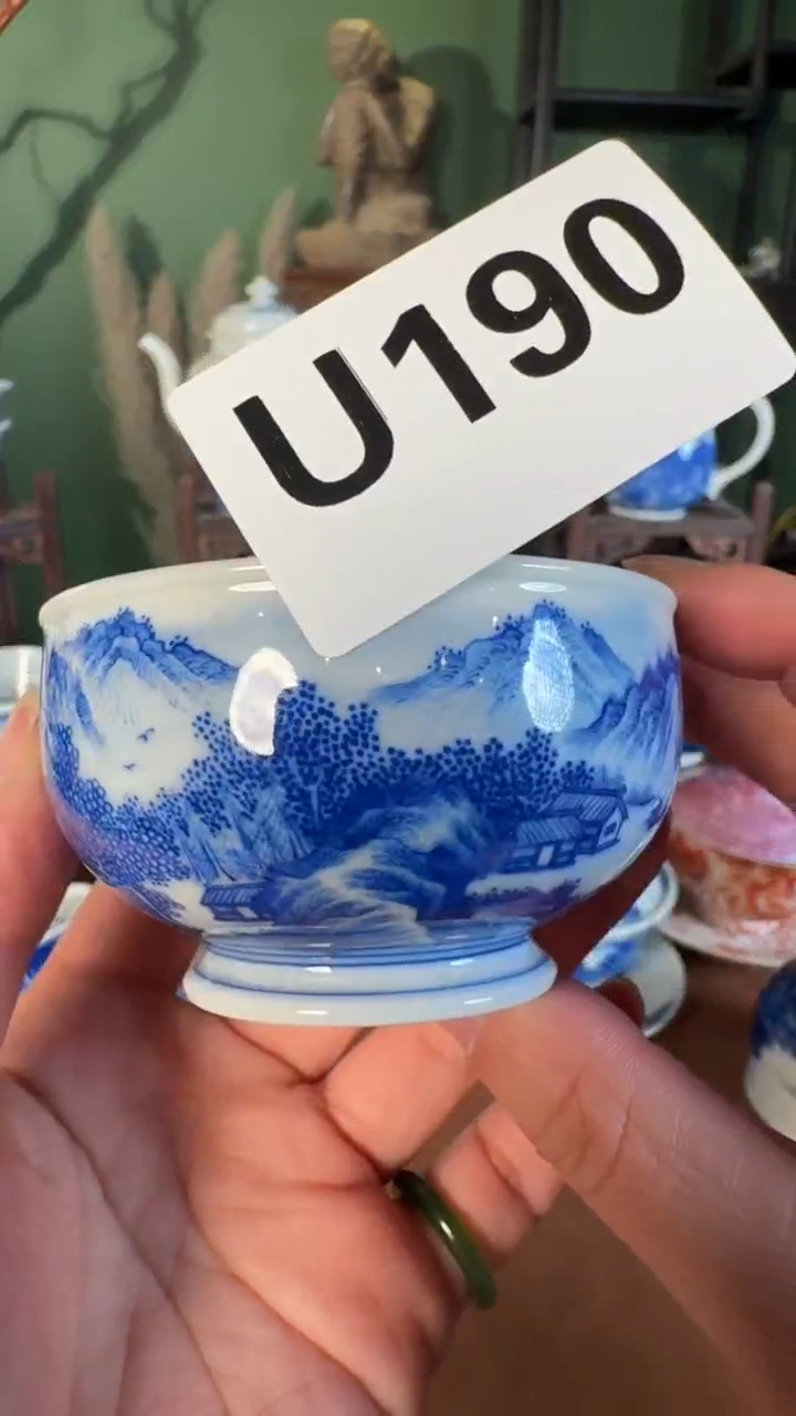 杯子陶景德镇手工手绘柴窑茶具U190