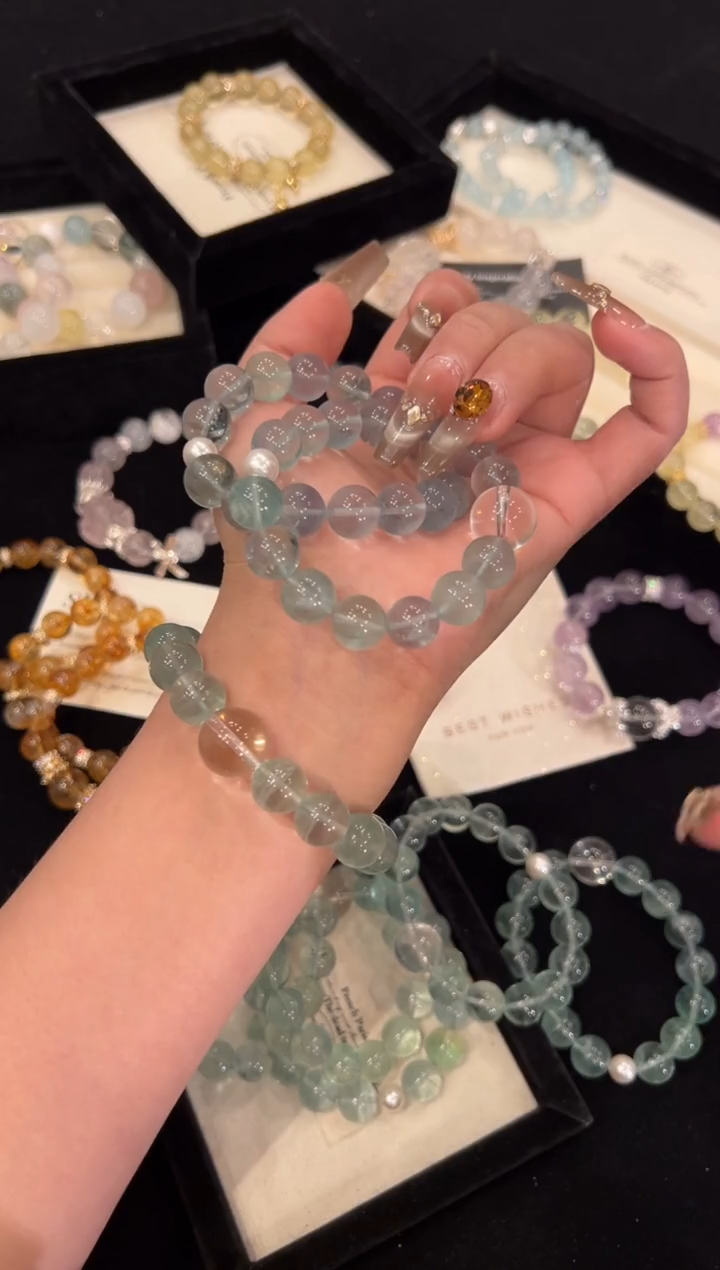 【闪购商品】水晶手链合金绿萤石手链x1402