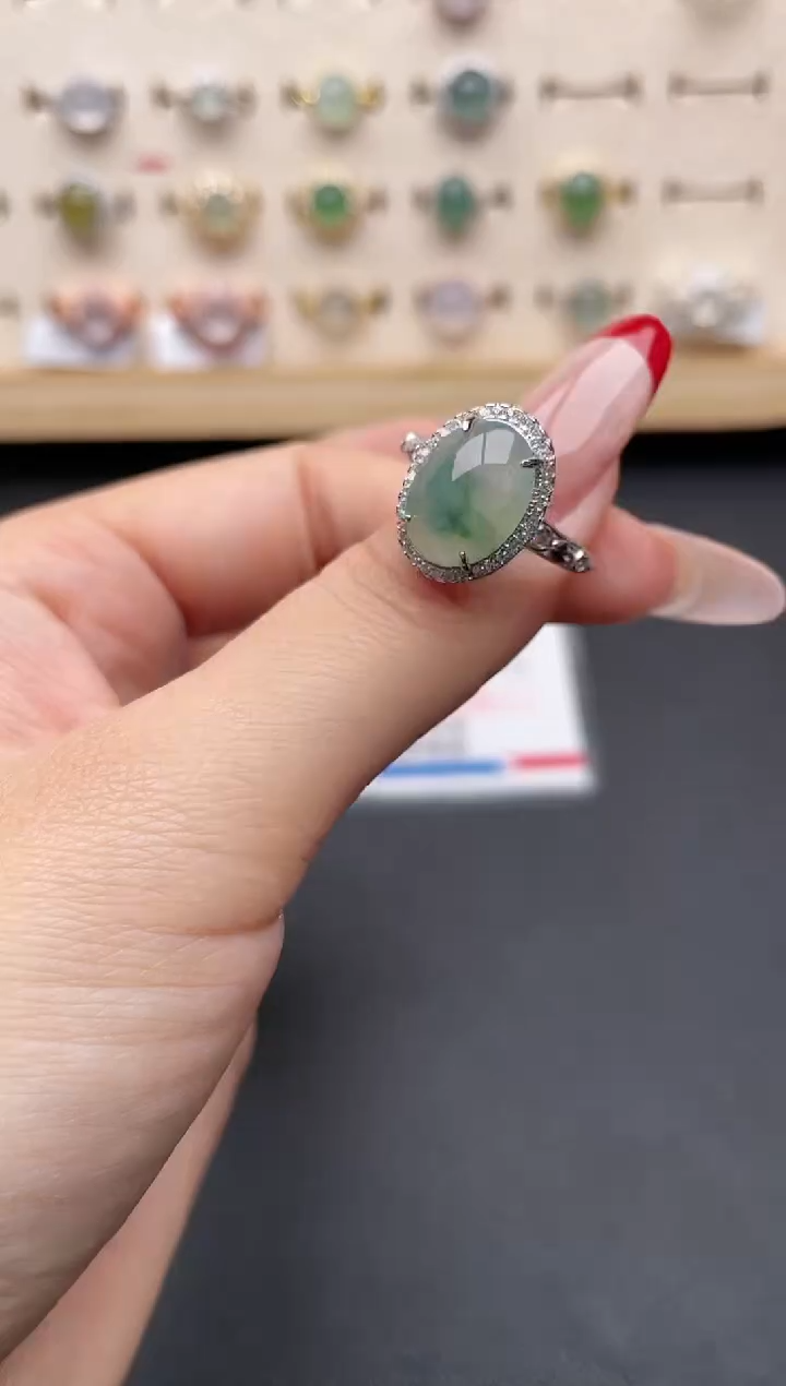 【闪购商品】翡翠戒指银S925镶嵌一物一证一礼盒·1