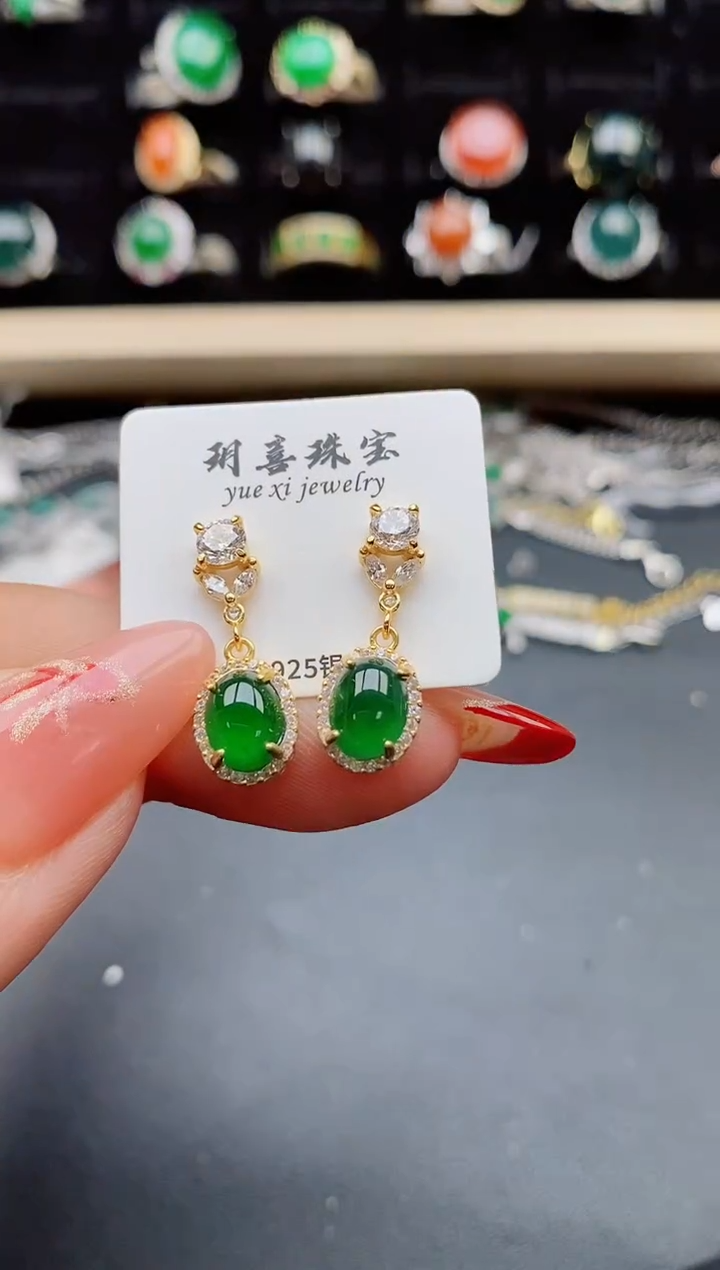 【闪购商品】翡翠耳饰银S925镶嵌321321