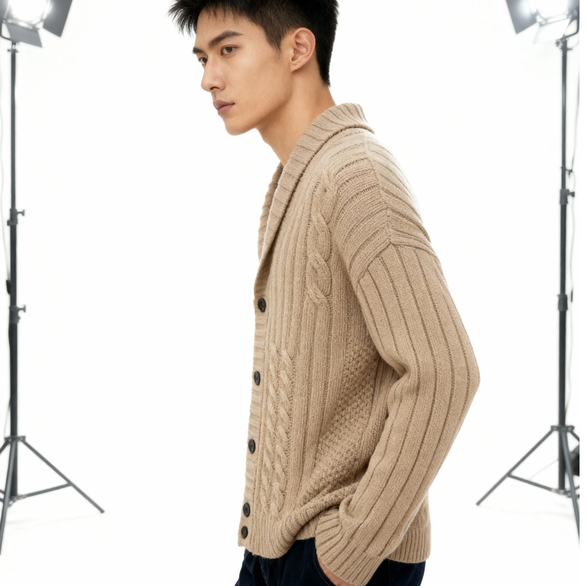 翻领针织简约风羊绒套衫冬季长袖百搭秋冬男士时尚