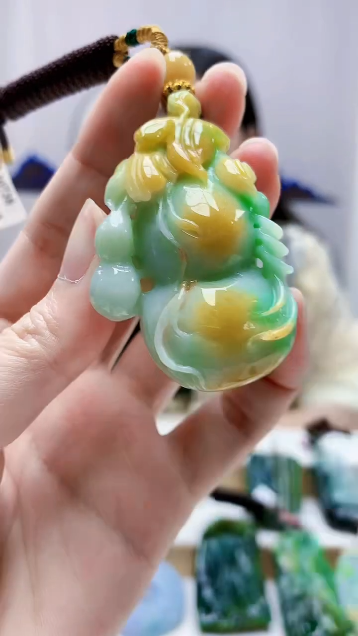 未镶嵌定制翡翠4812zm-毛货挂件4葫芦