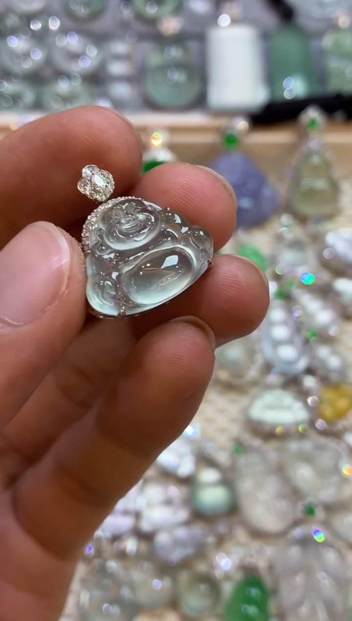 吊坠(不含链)18K金镶嵌翡翠佛公