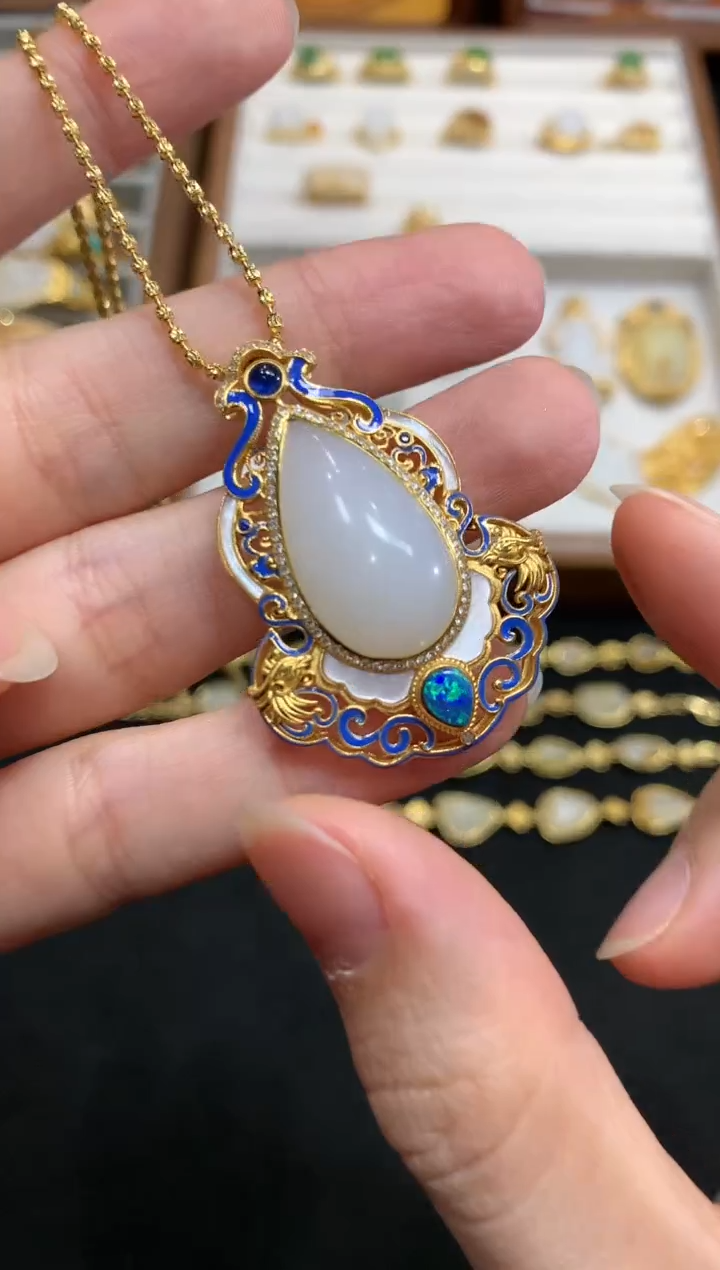 【闪购商品】和田玉吊坠（不含链）18K金镶嵌A949|7980