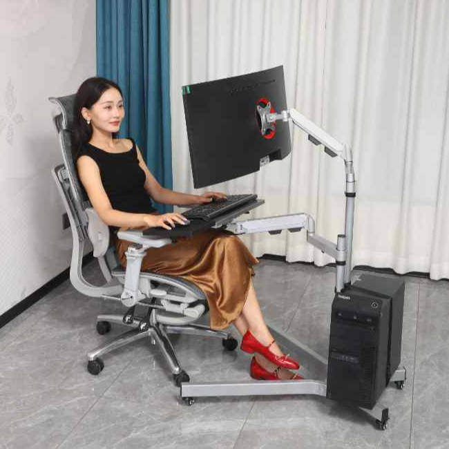 可移动台式电脑桌家用多功能床边床上电脑桌气压臂可移动电脑桌